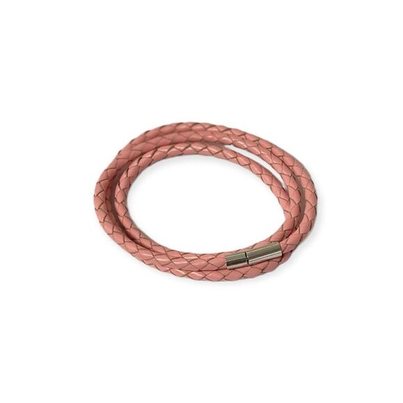 Pink Multi Wrap Leather Braided Bracelet Magnetic Closure NEW - Picture 1 of 3